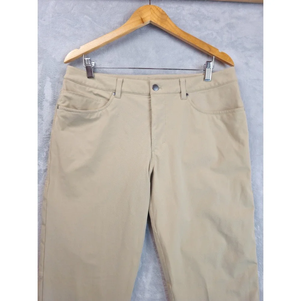 LULULEMON ABC CLASSIC FIT 5 POCKET Mens Sz 34x31 Khaki Warpstreme Stretch Pants